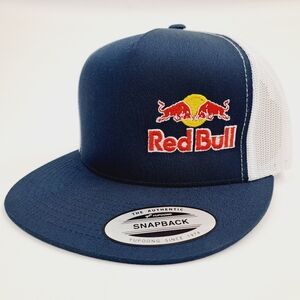 RedBull Red Bull Flat Bill Mesh Snapback Blue & White Hat Cap Embroidered